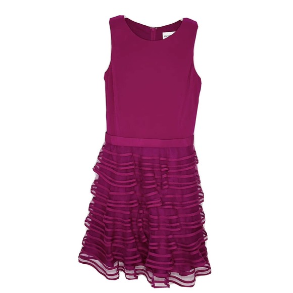 Mon Cheri Dresses & Skirts - Mon Cheri Social Occasions Raspberry Sleeveless Mesh Flare Dress Size 4 New